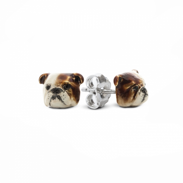 A pair of Enamel Stud Earrings featuring English Bulldog